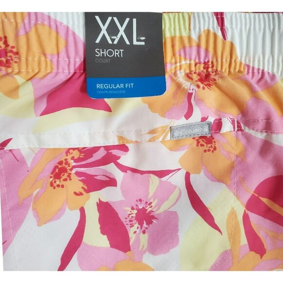 New Columbia Shorts Tropical Floral Pink Yellow Orange Womens 2X XXL Hawaiian - Picture 13 of 15